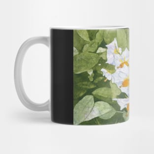 White Garden Blossoms Watercolor on Masa Paper Mug